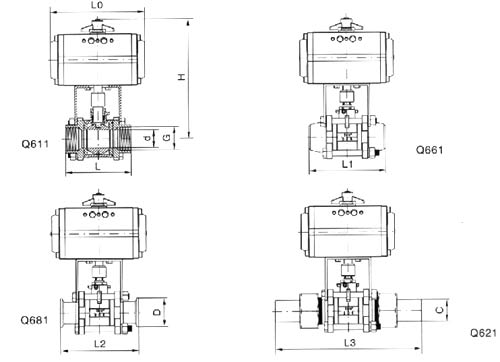 氣動三片式球閥
